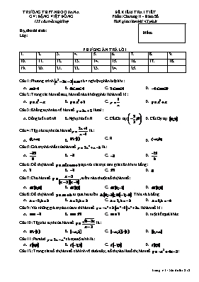 Đề kiểm tra 1 tiết môn Toán học 10 - Chương II Hàm số